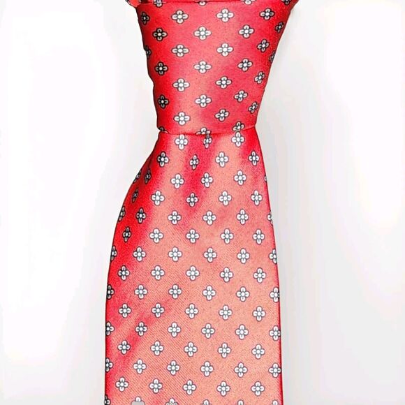 Saint Honore Paris Designer Tie 100% Silk Hand Made In Spain Skinny Style Red EX - Picture 1 of 5